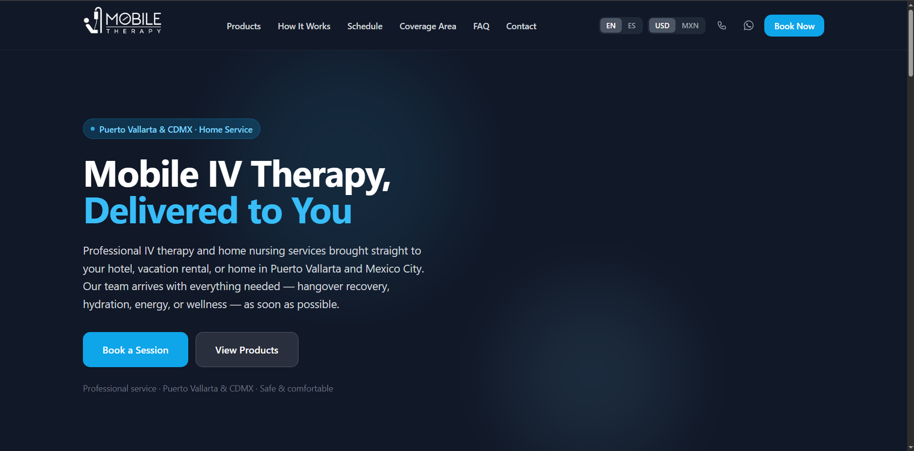 Página principal Mobile IV Therapy
